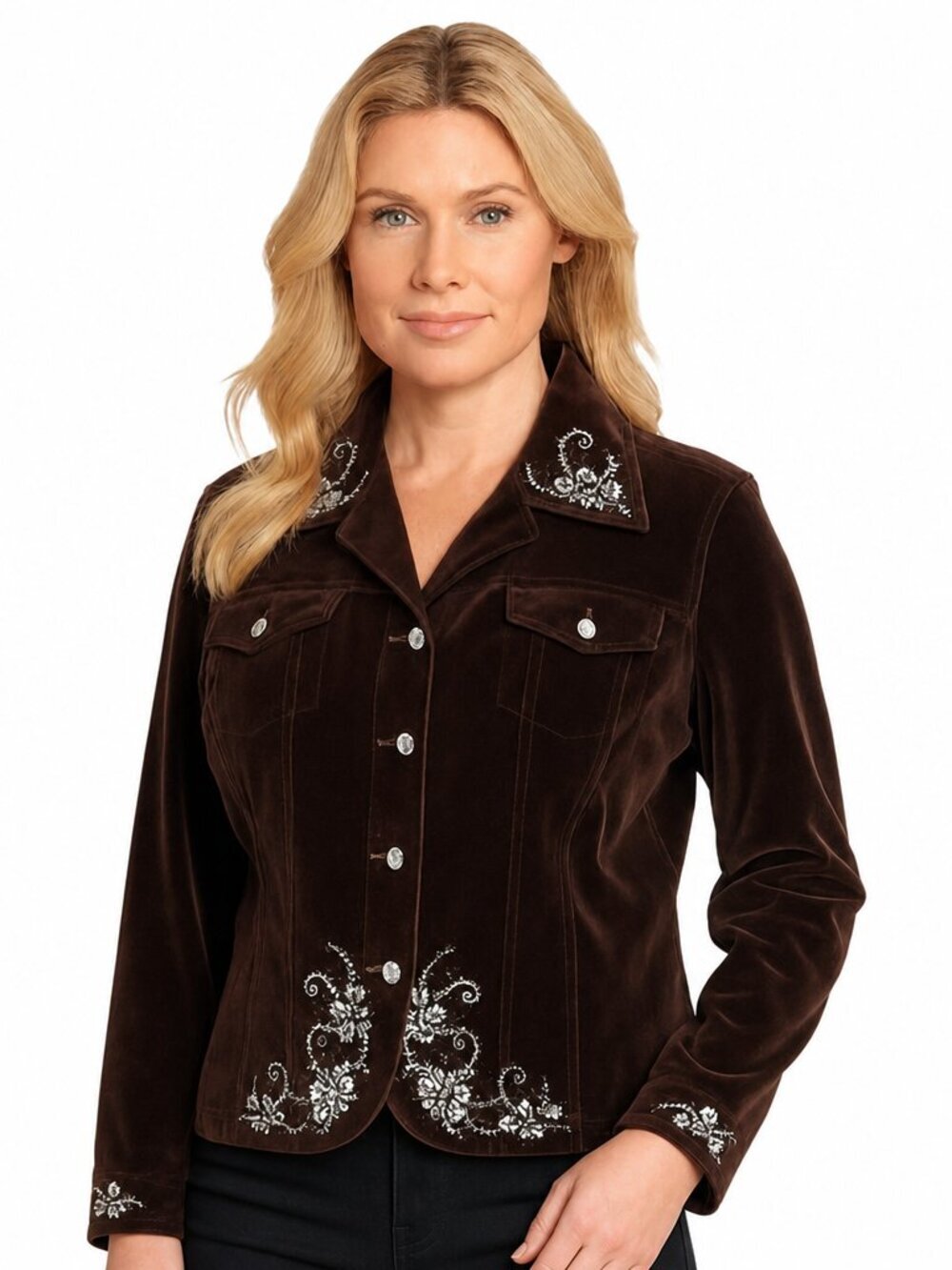 Christine Alexander Rhinestone Velvet Jacket XL – Western Glam Statement Piece